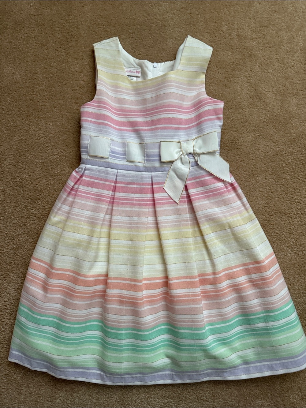 Bonnie Jean Girls' Pastel Stripe Bow-Accent Dress